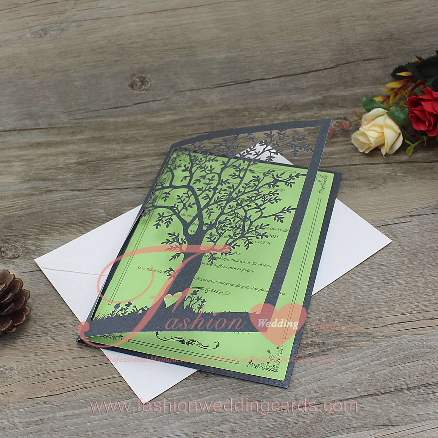 2017 Fancy Tree Laser Cut Wedding Invitations Design 